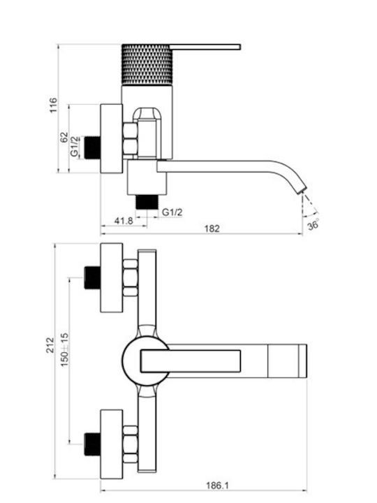 Interflex Hermes Αναμεικτική Μπαταρία Μπανιέρας Χρυσή