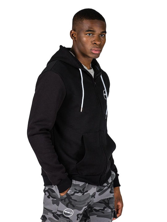 GSA Men's Sweatshirt Jacket with Hood and Pockets Black