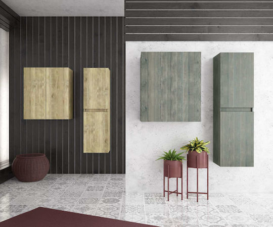 Drop 5NKR060SM Bathroom Cabinet L60xW32xH70cm Melamine Smoked Oak