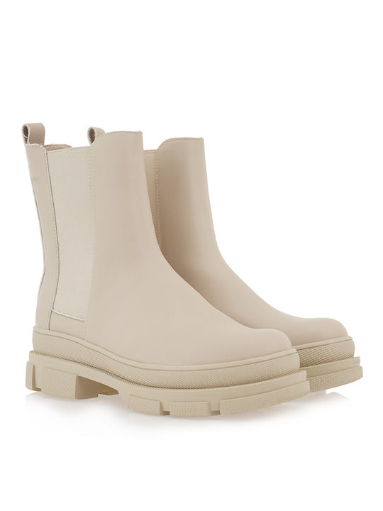 Seven Women's Chelsea Boots with Medium Heel Beige