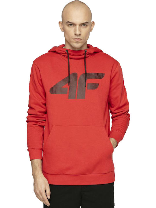 4F Herren Sweatshirt mit Kapuze und Taschen Rot NOSH4-BLM002-62S