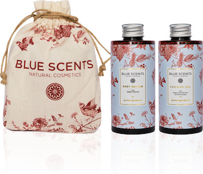 Blue Scents Pomegranate Skin Care Set for Moisturizing & Cleaning Body Cleaning with Bubble Bath & Body Cream