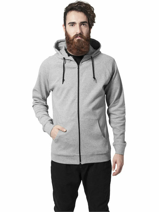 Urban Classics TB1130 Men's Sweatshirt Jacket with Hood and Pockets Gray