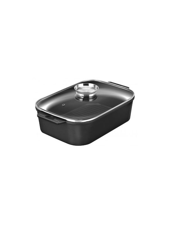 Royalty Line Rectangular Cast Aluminum Dutch Oven with Glass Lid 34.5cm