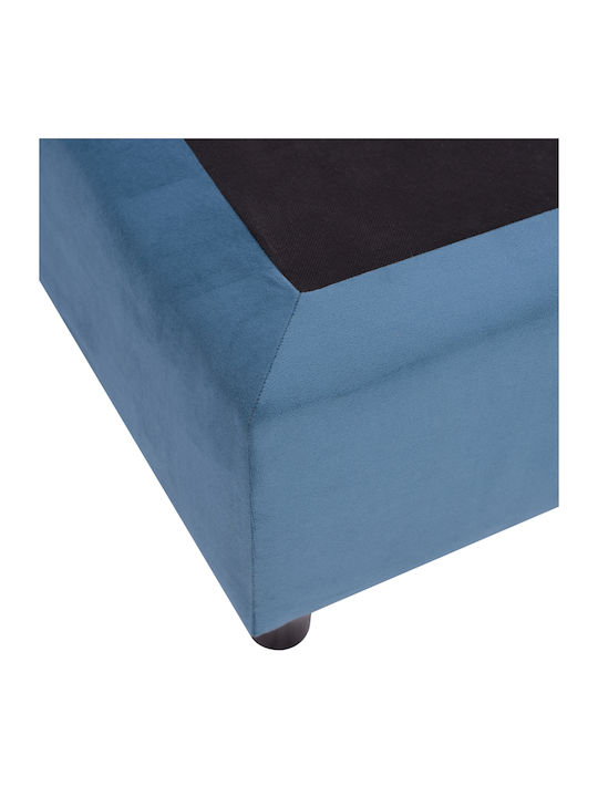Milo Single Bed Upholstered with Blue Velvet for 90x200cm Mattress