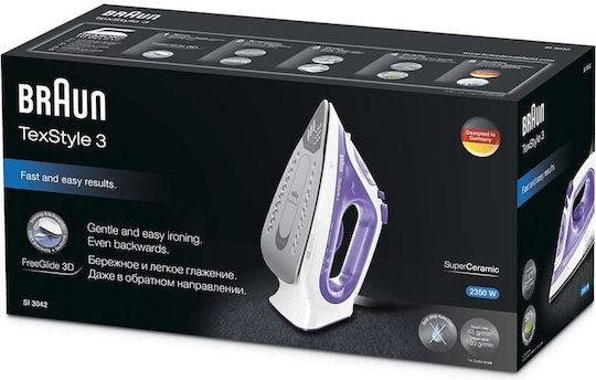 Braun TexStyle 3 SI 3042 Vi SI3042VI Steam Iron 2350W with Ceramic Plate and Continuous Steam Supply 45g/min