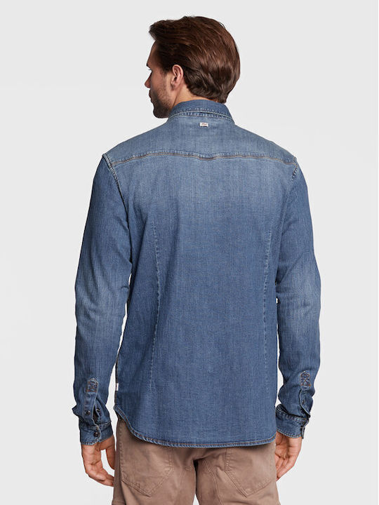 Petrol Industries Men's Shirt Long Sleeve Denim Blue