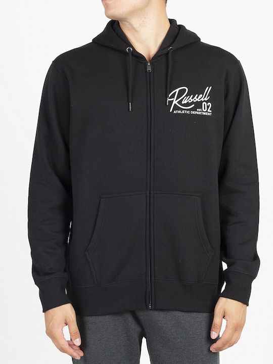 Russell Athletic Herren Sweatshirt Jacke mit Kapuze und Taschen Schwarz