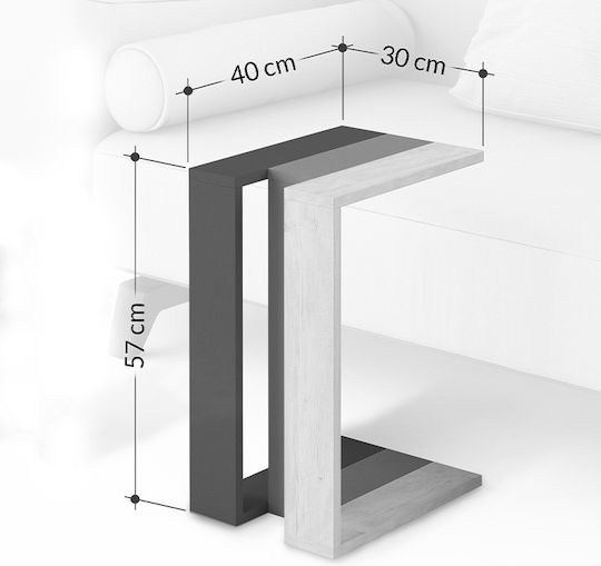 Rectangular Side Table Muju Wooden Anthracite L30xW40xH57cm