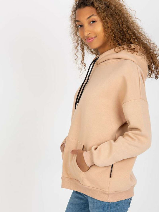 Rue Paris Women's Hooded Sweatshirt Beige