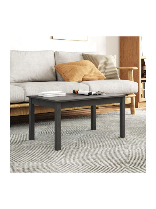 Rectangular Coffee Table from Solid Wood Grey L80xW50xH40cm.