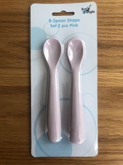 Bo Jungle Baby Set with Spoons B-Spoon made of Silicone Pink 2pcs