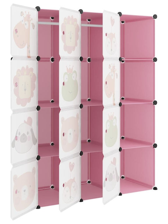 vidaXL Spielzeug Aufbewahrungssystem aus Kunststoff Rosa 110x46.5x144cm 12Stück