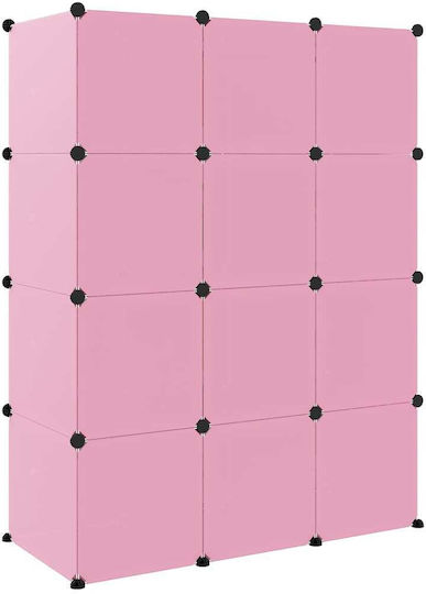 vidaXL Spielzeug Aufbewahrungssystem aus Kunststoff Rosa 110x46.5x144cm 12Stück