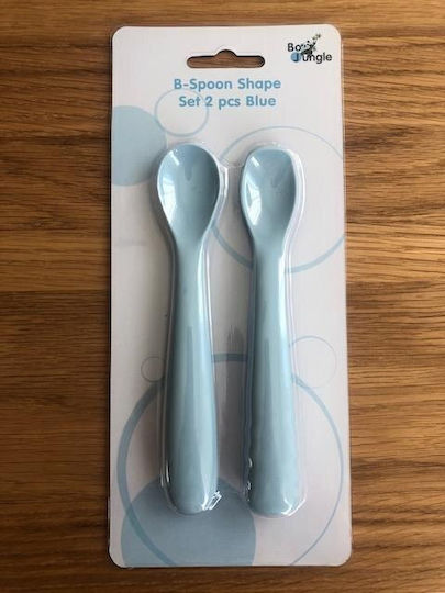 Bo Jungle Baby Set with Spoons B-Spoon made of Silicone Light Blue 2pcs