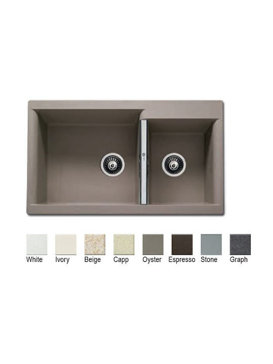Carron Phoenix 4205 Drop-In Kitchen Granite Sink L86xW51cm White