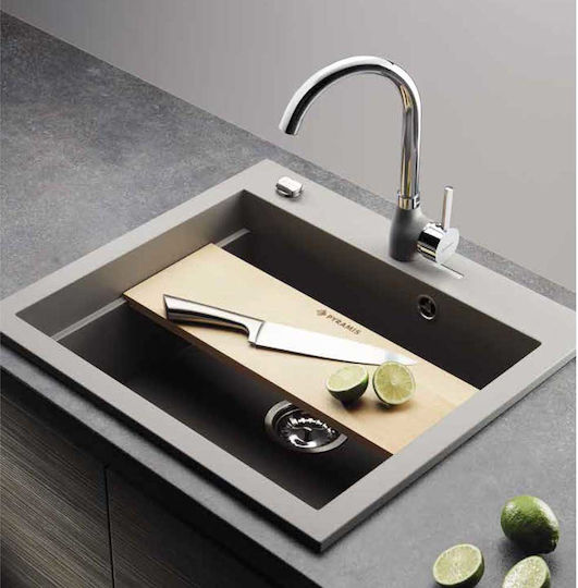 Pyramis Siros 1B 070201301 Drop-In Мивка от Синтетичен Гранит Ш57xД51.5см Graphite Carbon