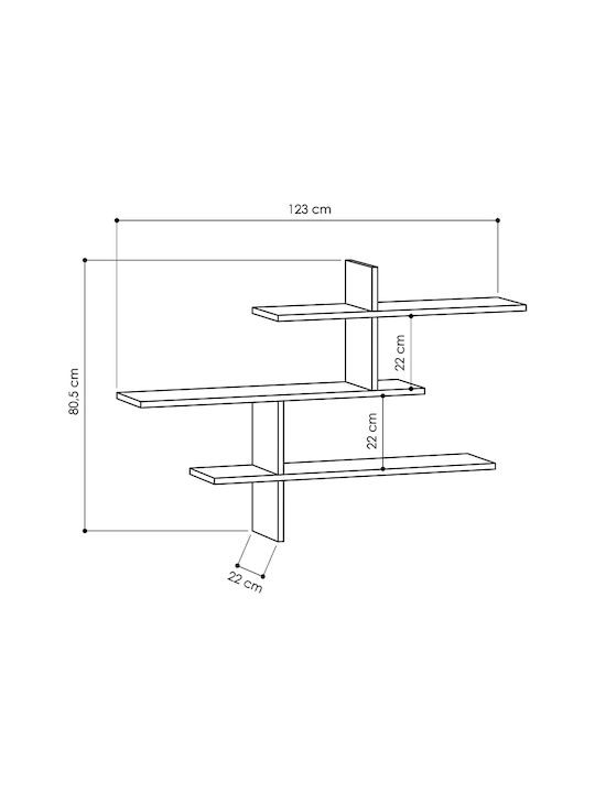 Ράφι Τοίχου Σκάλα Leo Λευκό 123x22x80εκ.