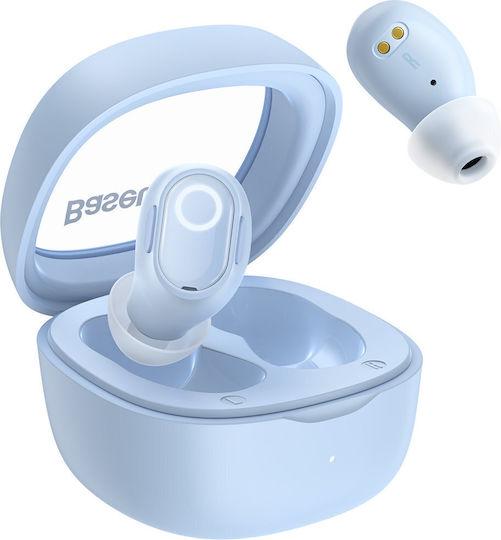 Baseus Bowie WM02 In-ear Bluetooth Handsfree Ακουστικά με Θήκη Φόρτισης Μπλε