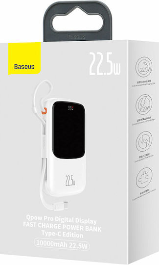 Baseus Qpow Power Bank 10000mAh 22.5W με Θύρα USB-A και Θύρα USB-C Power Delivery / Quick Charge 3.0 Λευκό