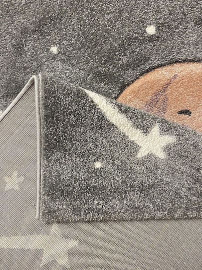 Koulis Carpets Λαγουδάκι Παιδικό Χαλί Γκρι Στρογγυλό με Διάμετρο 133cm Πάχους 13mm
