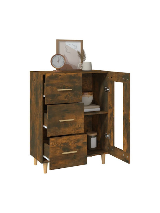 Wall Living Room Display Cabinet made of Particleboard with Glass Brown 69.5x34x90cm