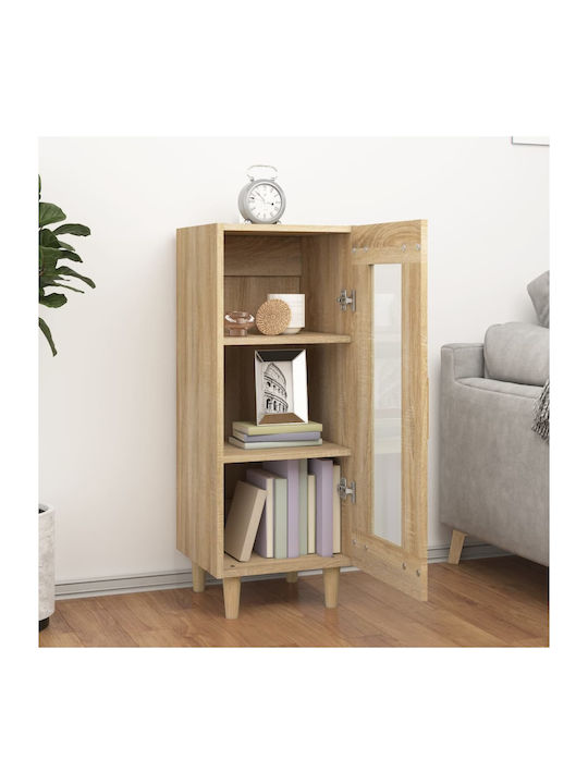 Wall Living Room Display Cabinet made of Particleboard with Glass Beige 34.5x34x90cm