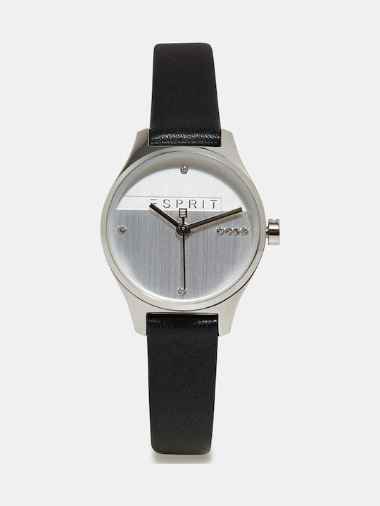 Esprit Γυναικείο Ρολόι 28mm Μπαταρίας με Μαύρο Δερμάτινο Λουράκι