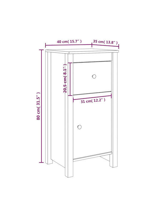 Living Room Display Cabinet Made of Solid Wood Grey 40x35x80cm
