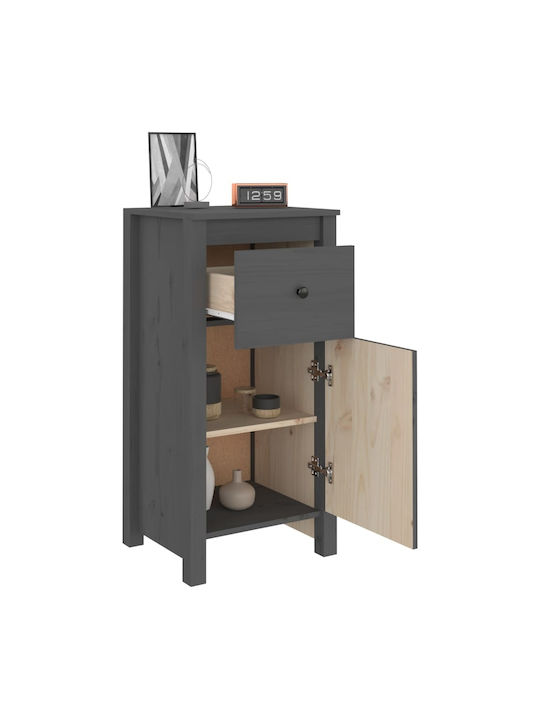 Living Room Display Cabinet Made of Solid Wood Grey 40x35x80cm