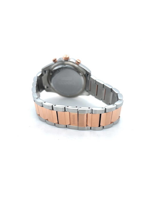Breeze Defacto Γυναικείο Ρολόι 42mm Χρονογράφος Μπαταρίας με Ροζ Χρυσό Μεταλλικό Μπρασελέ