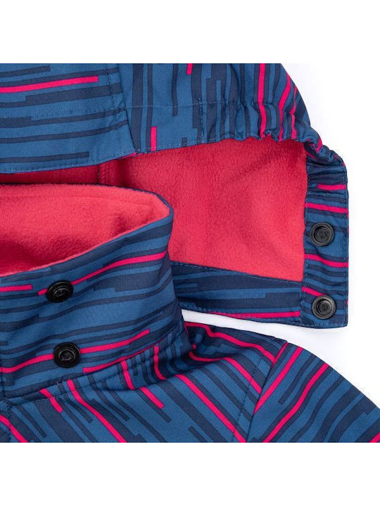 Waterproof Kids Sports Short Windproof Coat with Lining Hooded Blue Ravia