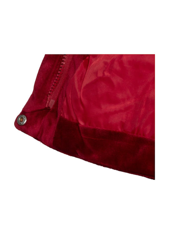 Kids Quilted Short Coat with Hood Burgundy