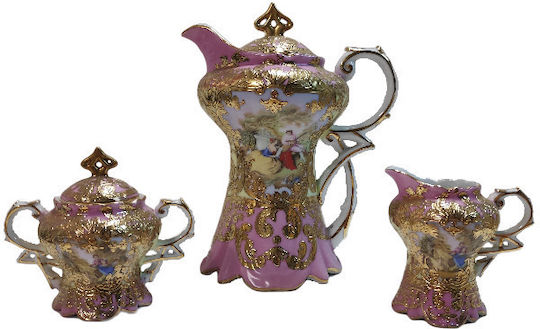 Limoge Tea Set with Cup Porcelain Pink 6pcs
