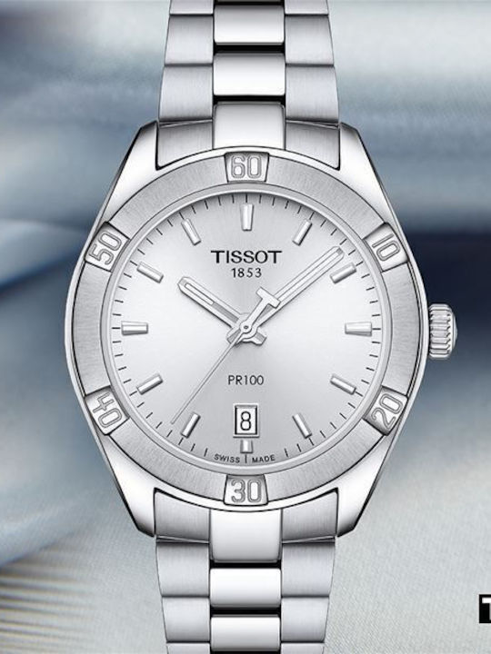 Tissot PR 100 Sport Chic Women's Watch with Silver Metal Bracelet