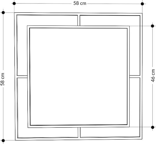 Megapap Callista Oglindă de Perete cu Auriu Ramă din Lemn 58.6x58.6cm 1buc