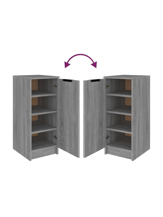 Wooden Shoe Organizer with 4 Shelves Grey 30x35x70cm