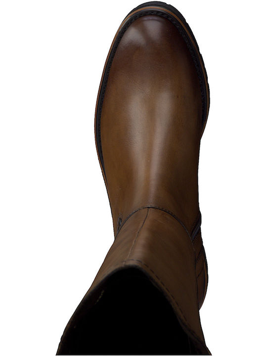 Anatomic Leather Riding Boots with Zipper Tabac Brown