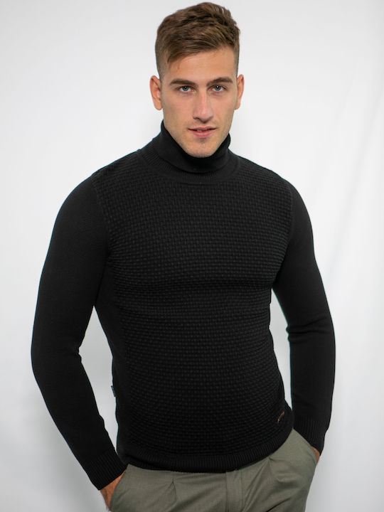 Side Effect Men's Long Sleeve Sweater Turtleneck Black