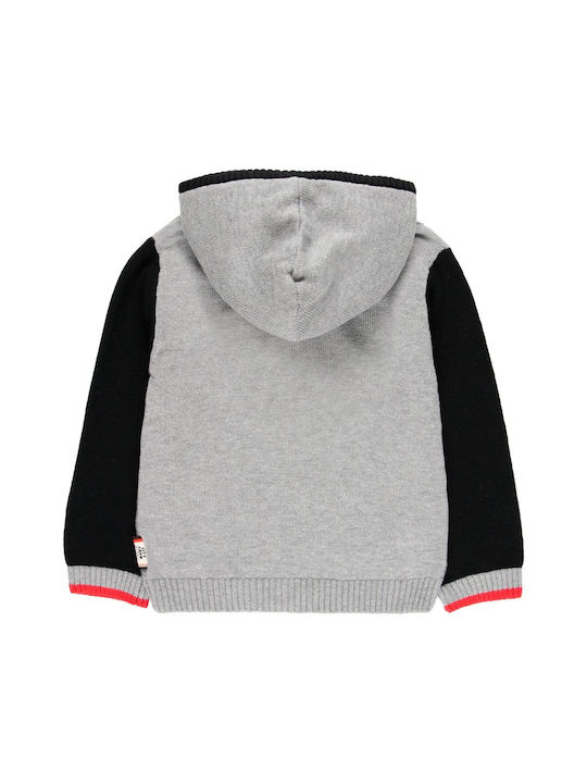 Boboli Boys Knitted Hooded Cardigan with Zipper Gray