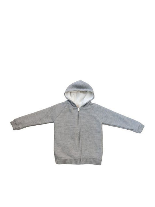 Kids Cardigan Knitted with Hood Gray