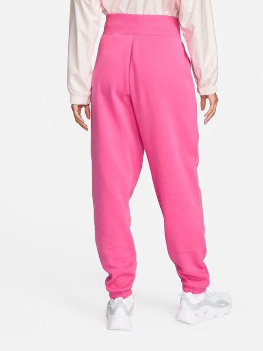 Phoenix Ψηλόμεσο Παντελόνι Φόρμας με Λάστιχο Fleece Ροζ