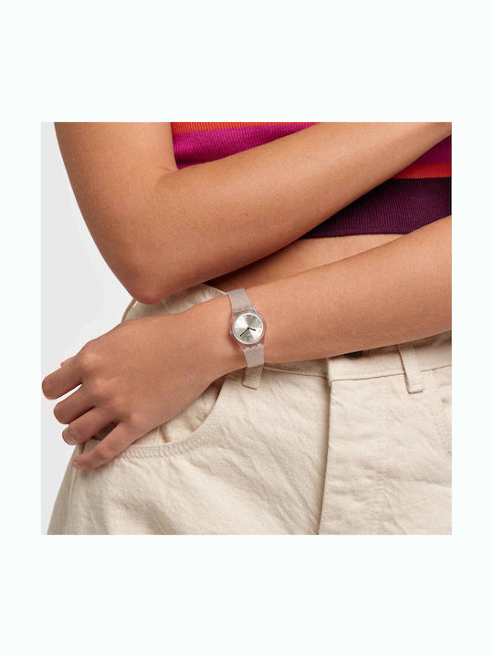 Swatch Сребрист Glistar Too Кварцов Часовник с Каучукова Каишка