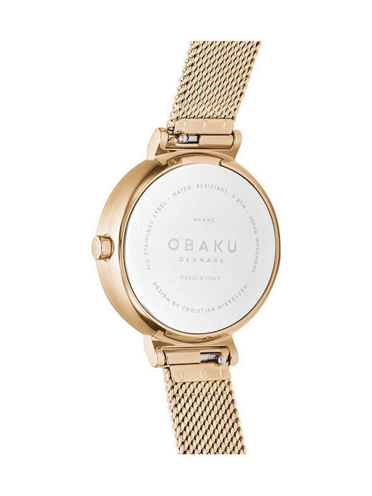 Obaku Maane Gerbera Damen Uhr mit Rose Gold Metallarmband