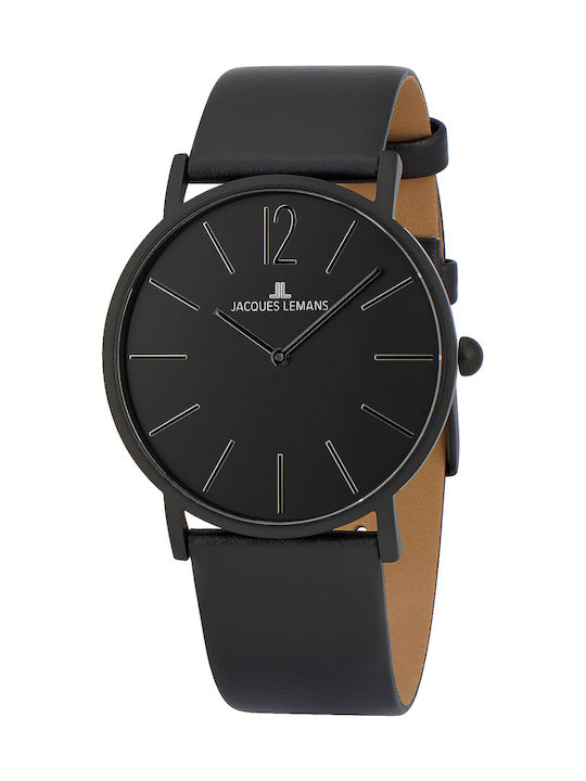 Jacques Lemans York Damen Uhr mit Schwarz Lederarmband