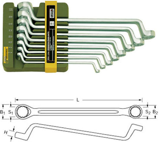 Proxxon Set 8 Double Polygon Wrench Bent