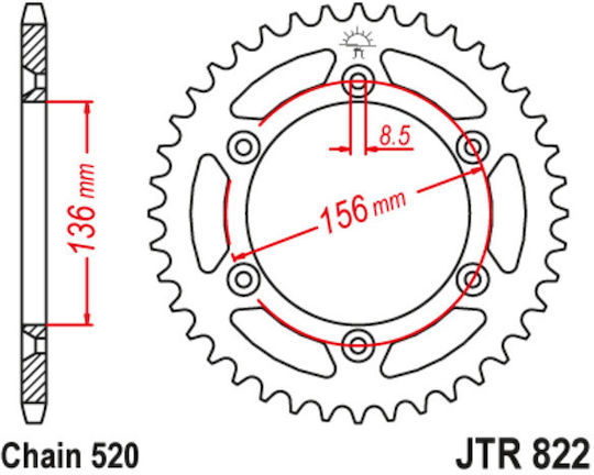 JT Sprockets Γρανάζι Πίσω 49 Δοντιών για Suzuki DR 250