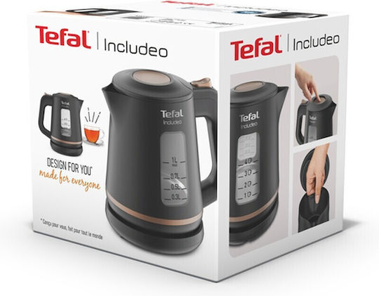 Tefal Includeo Βραστήρας 1lt 1800W Μαύρος