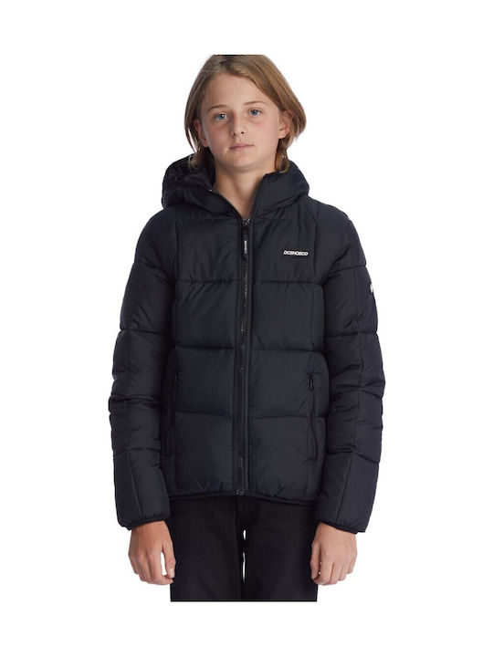 Kids' Quilted Jacket Short with Hood Black Square Up