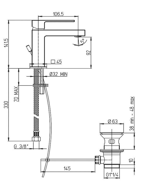 Paini Dax Mixing Sink Faucet Black